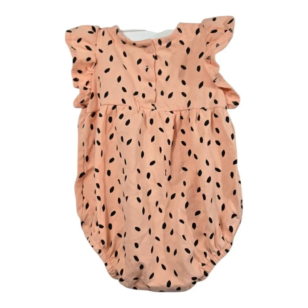 Jessica Simpson Baby Girl 3/6M Ruffle Infant Onesie Peach Snap 1pc Bodysuit